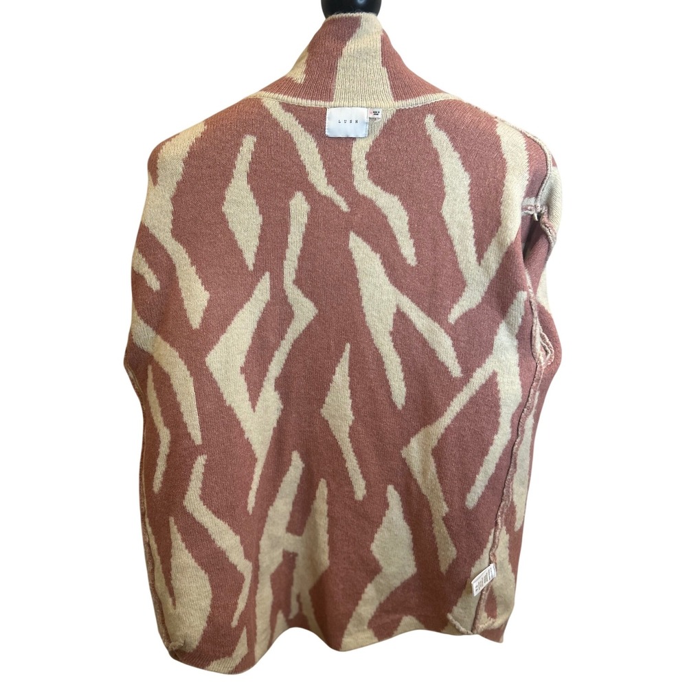 Lush Redwood Oatmeal Zebra Print Knit‎ Button Down Shacket Cardigan LT17539-FCI - Picture 6 of 7
